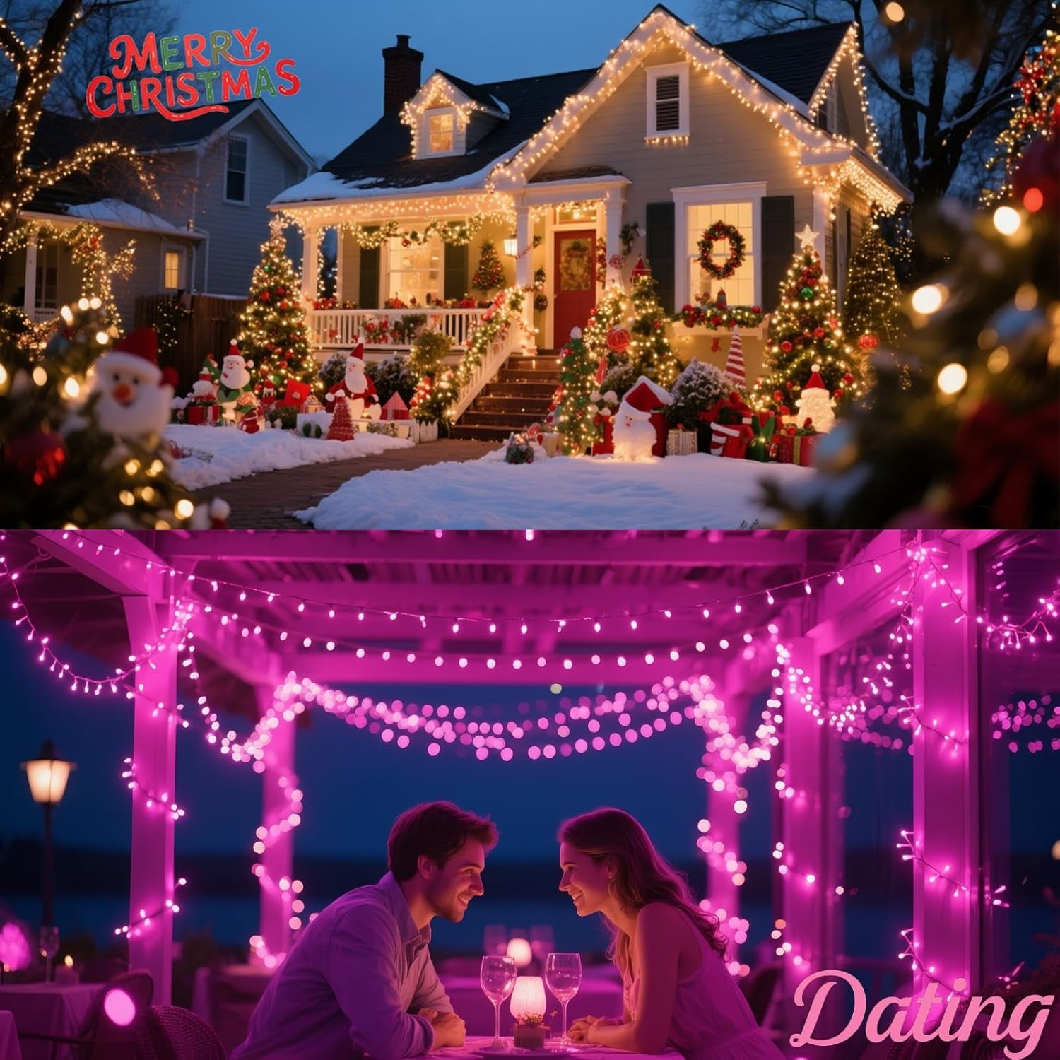 Halloween String Lights Battery Powered, 4 Pack Total 66.6 FT 200 LED Orange and Purple Halloween Lights Indoor Outdoor Decoration, Twinkle Fairy Light for Home Party Room Party Tree Decor