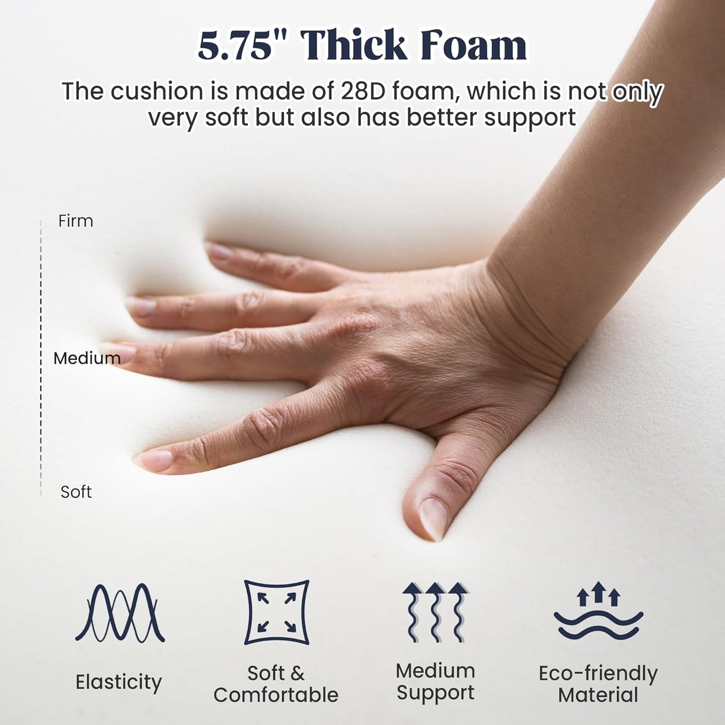 ® Outdoor Seat Cushions 24 X 24 X 5.75 Inch, Waterproof & Fade Resistant Patio Furniture Replacement Cushions with Removable Cover for Chair, Sofa, Couch, Wicker, Beige
