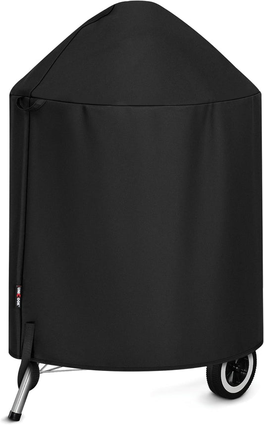 round Kettle Grill Cover Compatible with Weber 22 Inch Charcoal Grill, Heavy Duty Waterproof Fade Resistant Small Smoker Cover, All Weather Protection