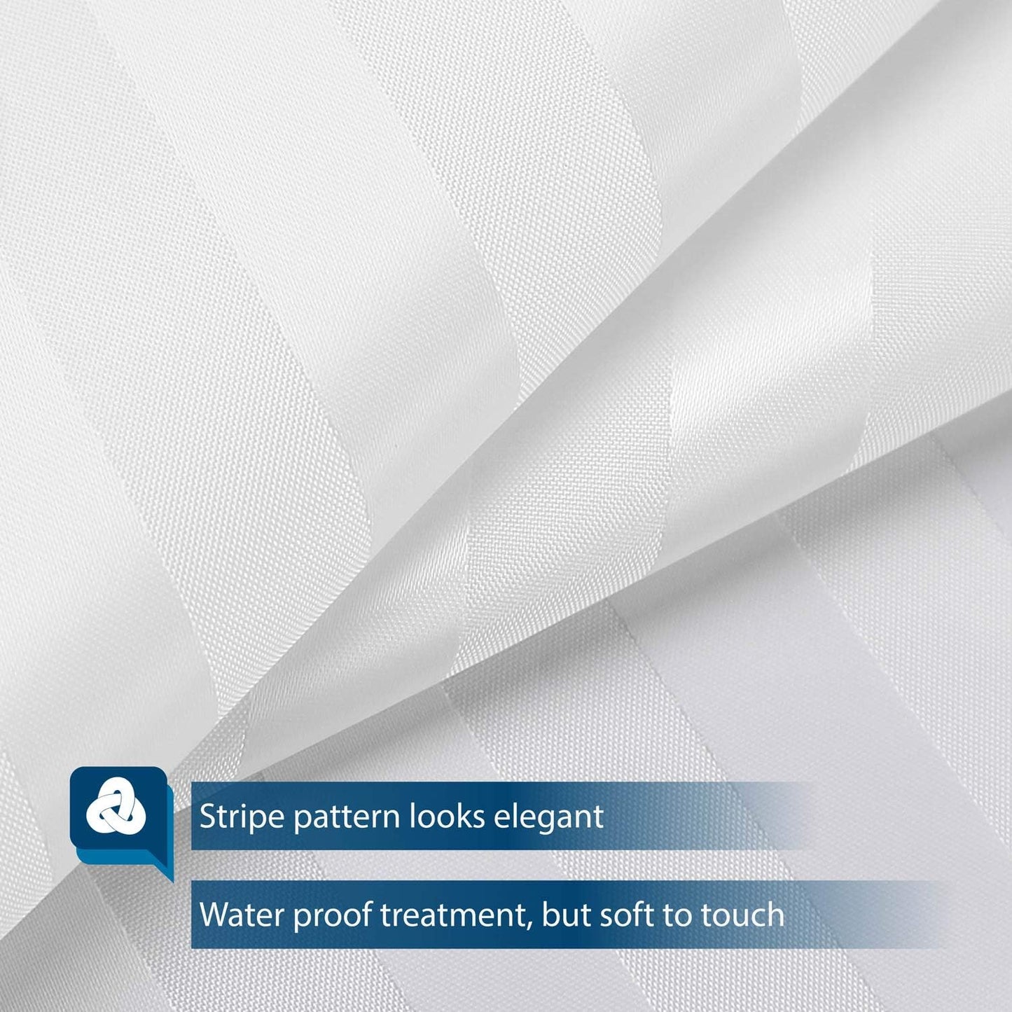 Waterproof Fabric Shower Curtain or Liner Standard Size, Satin Damask Striped, Machine Washable, Hotel Quality, 72X72 Inches