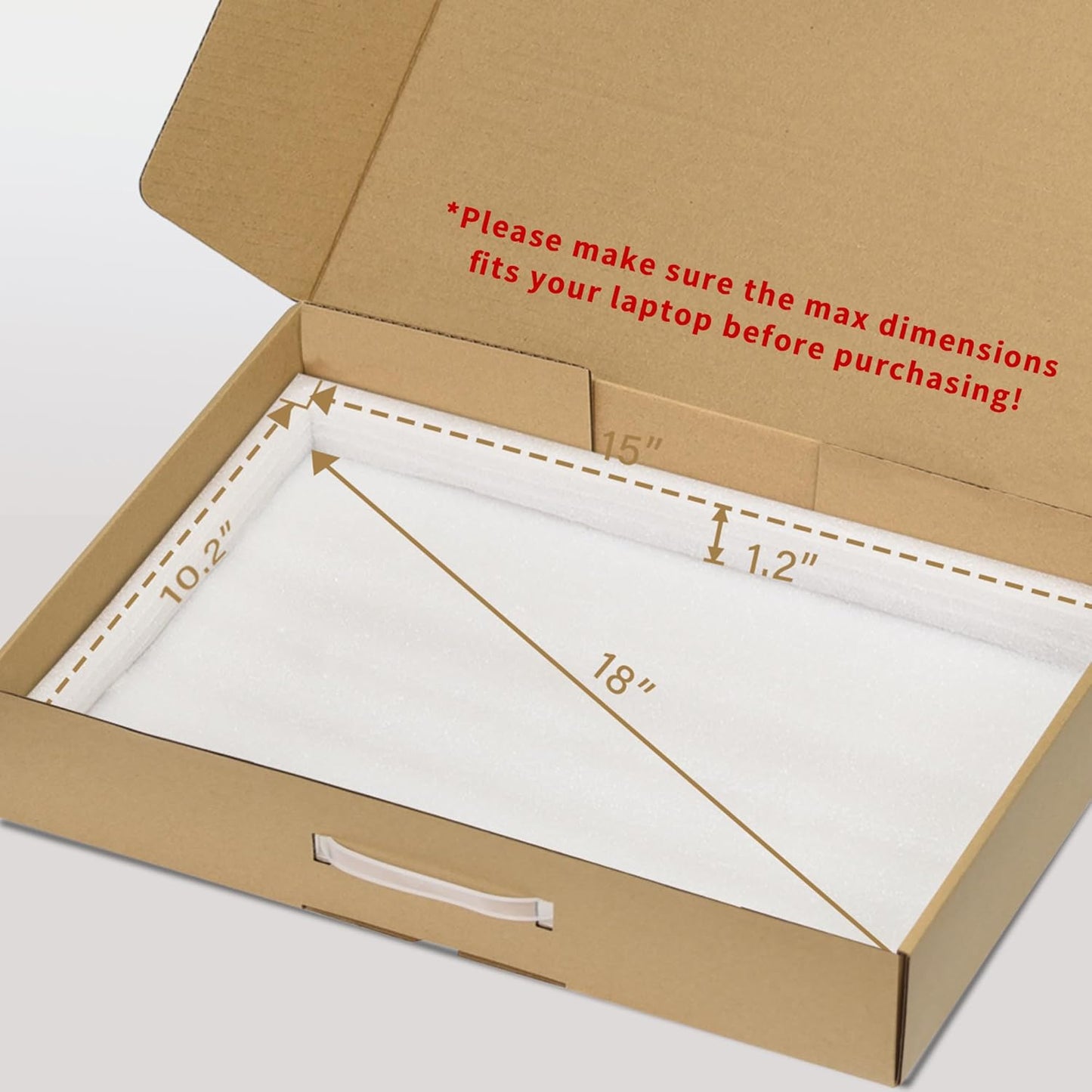 Laptop Shipping Box with Protective Foam for Up to 17.3-Inch Notebooks