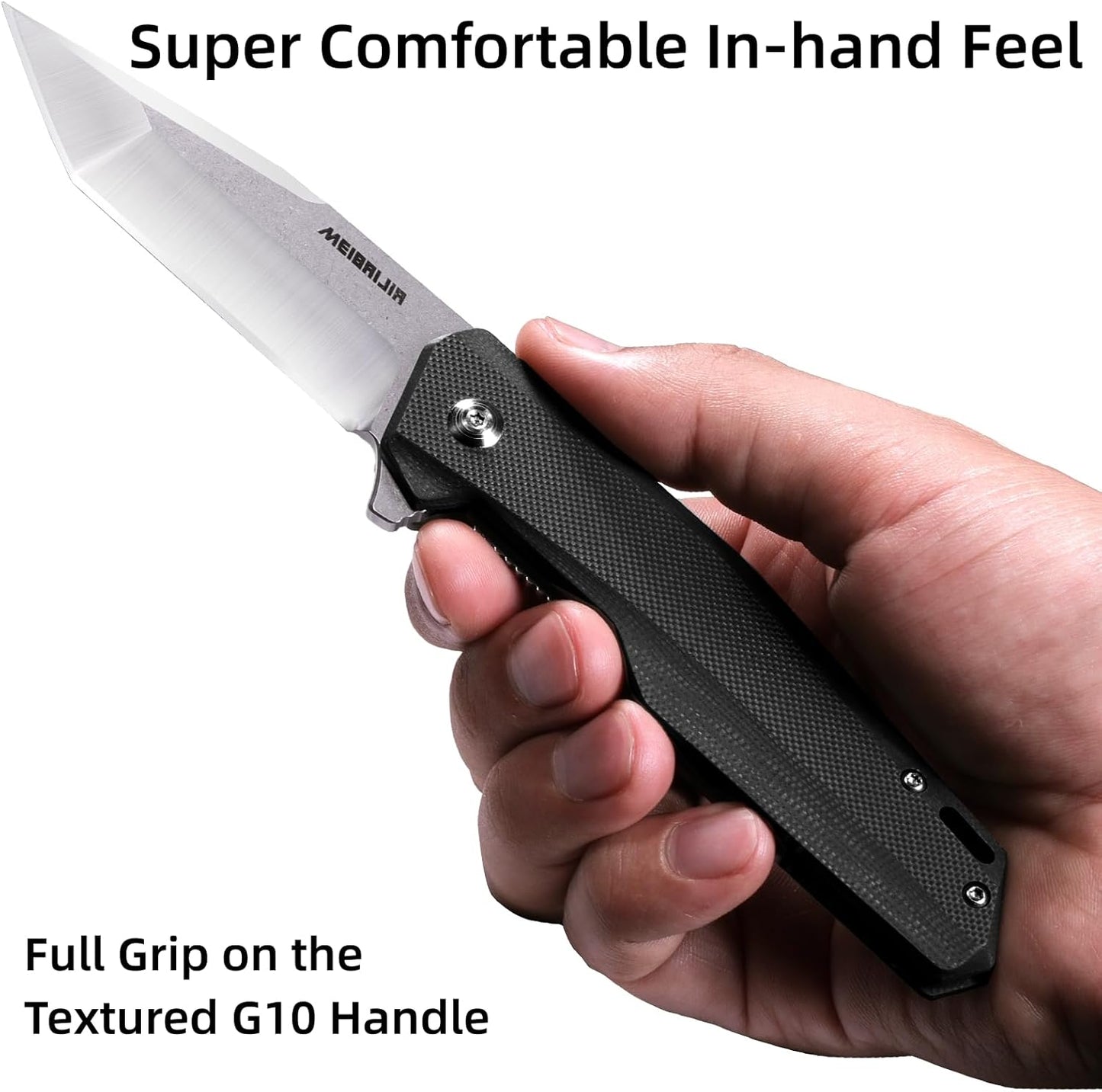 D2 Blade Folding Pocket Knife with G10 Handle, Liner Lock, Pocket Clip, and Smooth Flipping Action for Outdoor Activities