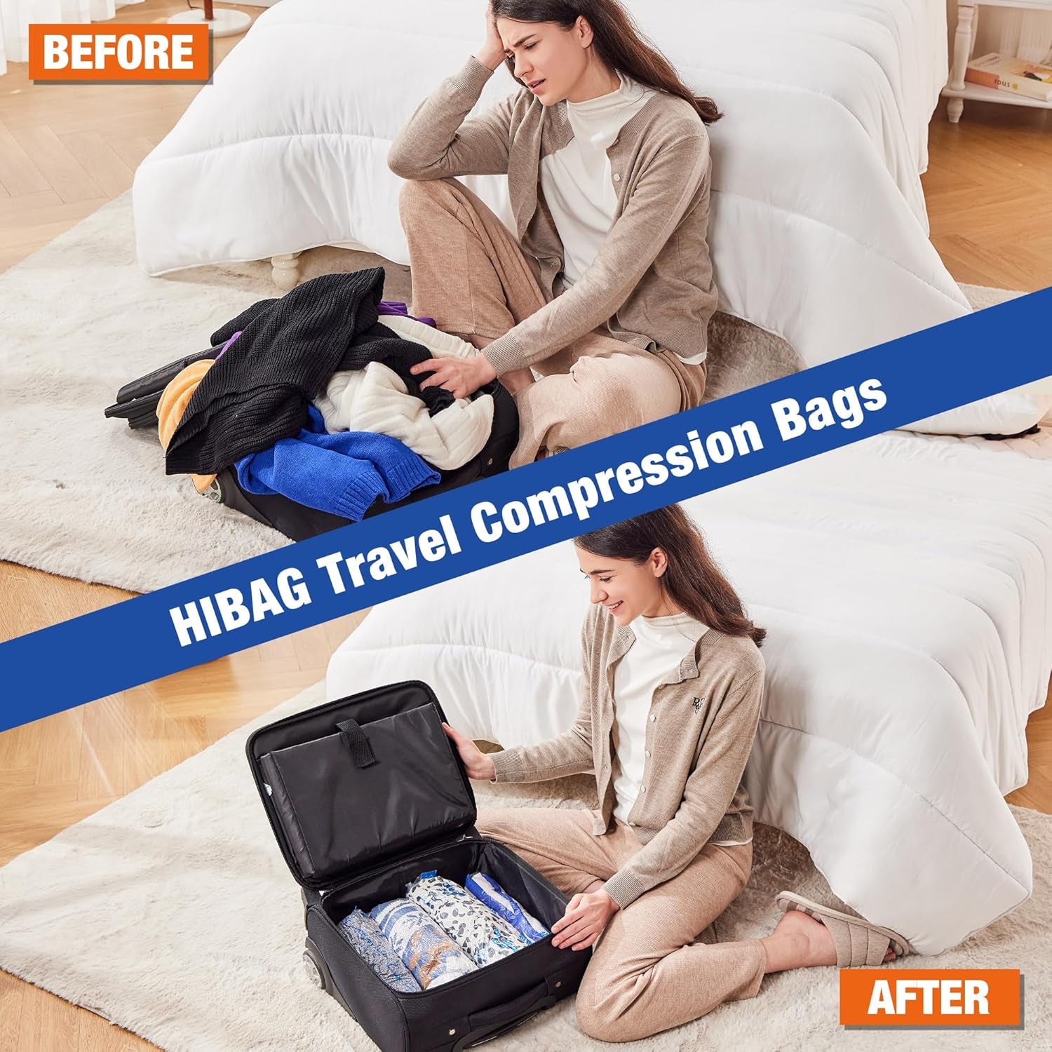 6 Compression Bags for Travel Essentials, Vacuum Packing Space Saver Bags for Cruise Accessories (6-Travel)