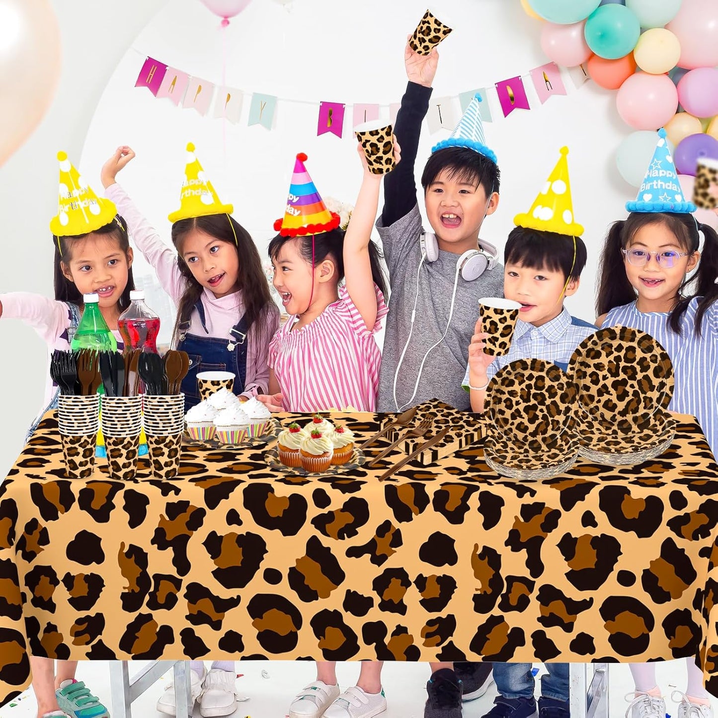 176 Pcs Cheetah Print Plates and Napkins Party Supplies, Leopard Print Birthday Decorations Tableware, Plate, Cup, Napkin, Safari Animal Leopard Theme Birthday Baby Shower Party Supplies