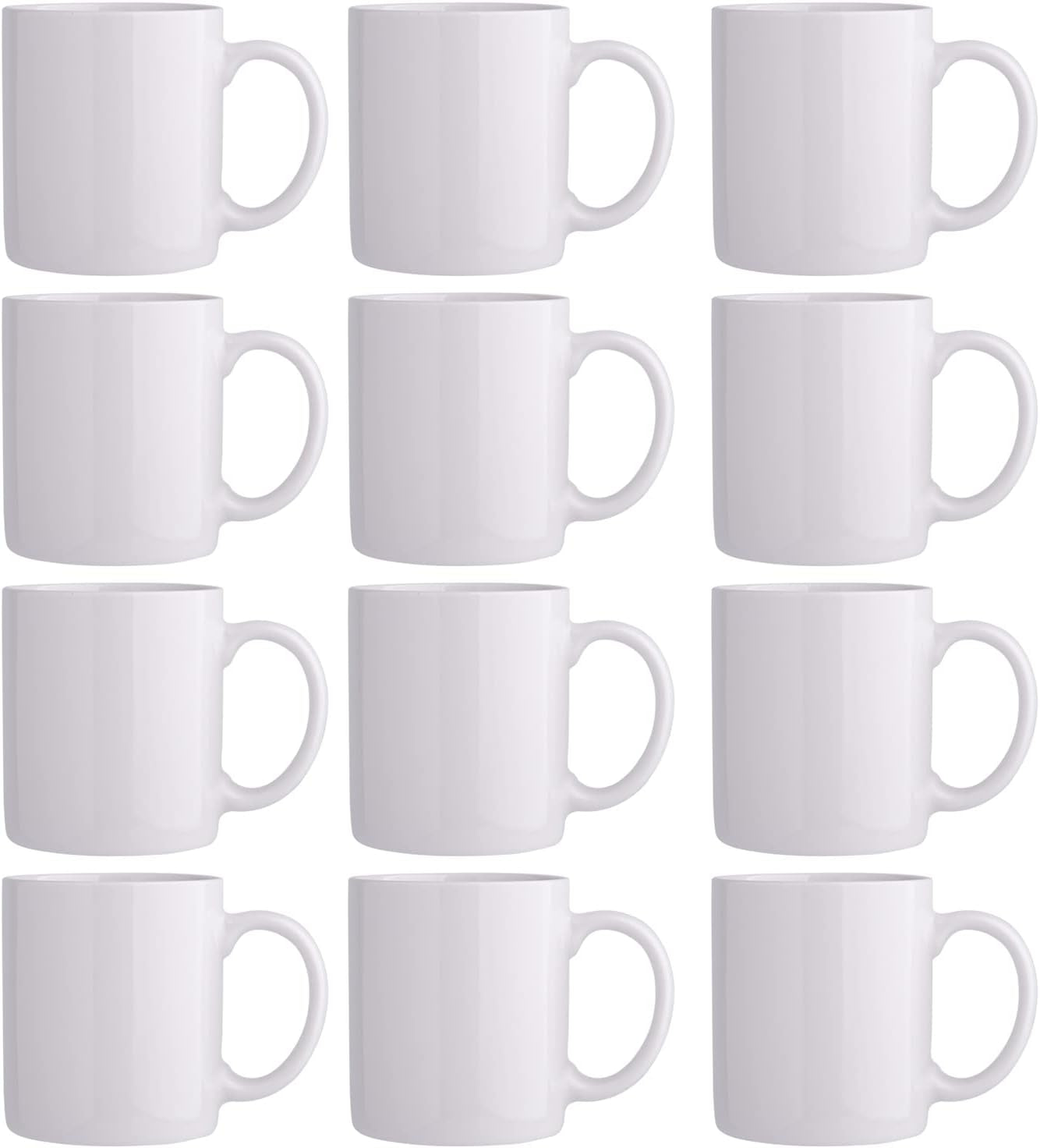 12 oz Off-White Ceramic Coffee Mugs Set of 12 with Large Handle, Lightweight and Dishwasher & Microwave Safe, Ideal for Latte, Cappuccino, Cocoa, and Milk