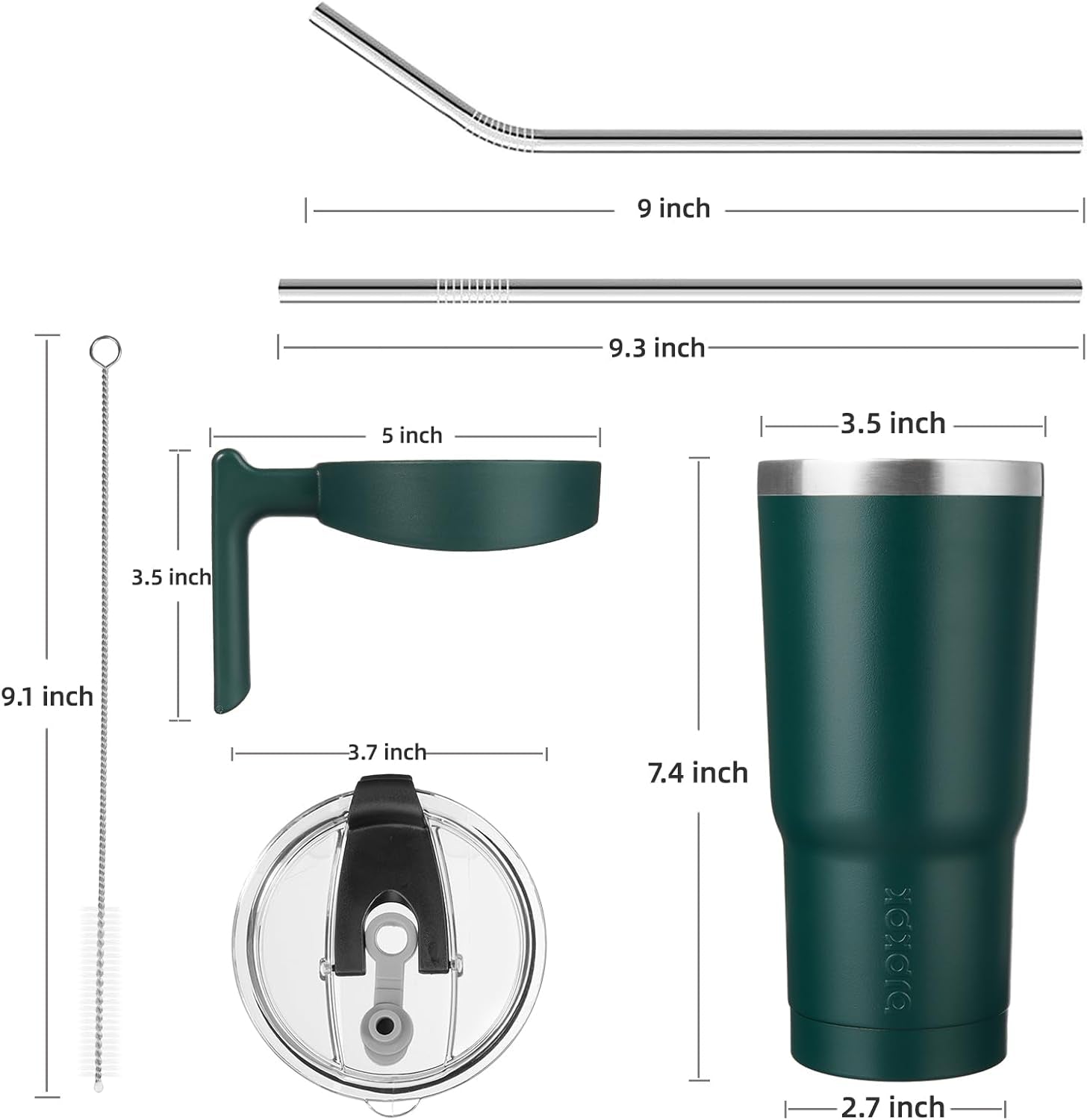 20 Oz Tumbler with Handle Stainless Steel Insulated Tumbler with Lid and Straw Travel Coffee Cups for Women and Men,Army Green