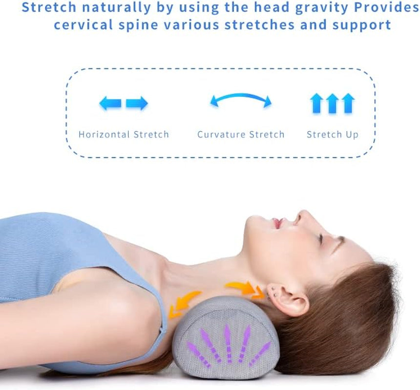 Neck Support Pillow - Cervical Traction Device for Neck Pain Relief and Muscle Therapy - Memory Foam Neck Roll Pillow for Shoulder Pain Relaxation