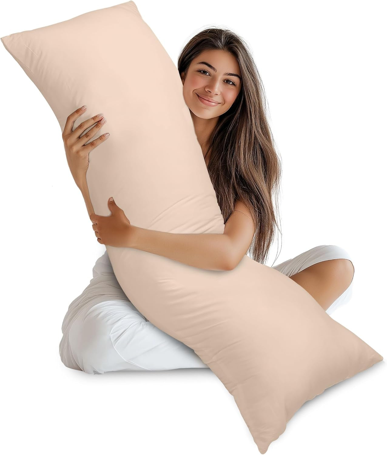 Full Body Pillow for Adults (Beige, 20 X 54 Inch), Long Pillow Insert for Sleeping, Ideal for Side Sleepers