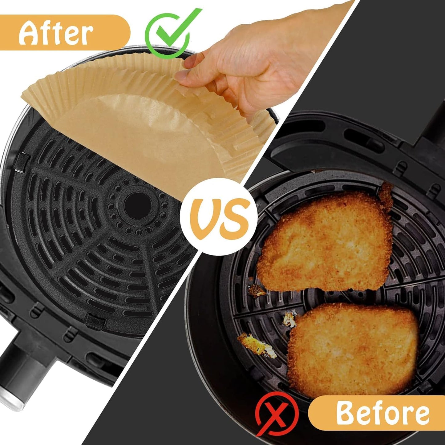 Mini Air Fryer Liners for 2Qt Air Fryer, 100 Pcs Non-Stick Air Fryer Parchment Paper Pads Air Fryer Liners Compatible with Ninja AF080 Mini, COSORI 2.1, Instant Vortex 2-QT, CHEFMAN Small