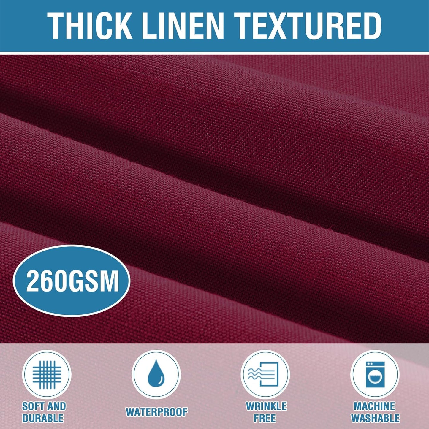 Linen Textured Table Cloths 54 X 54 Inch Premium Solid Tablecloth Spill-Proof Waterproof Table Cover for Dining Buffet Feature Extra Soft and Thick Fabric Wrinkle Free, Christmas Red
