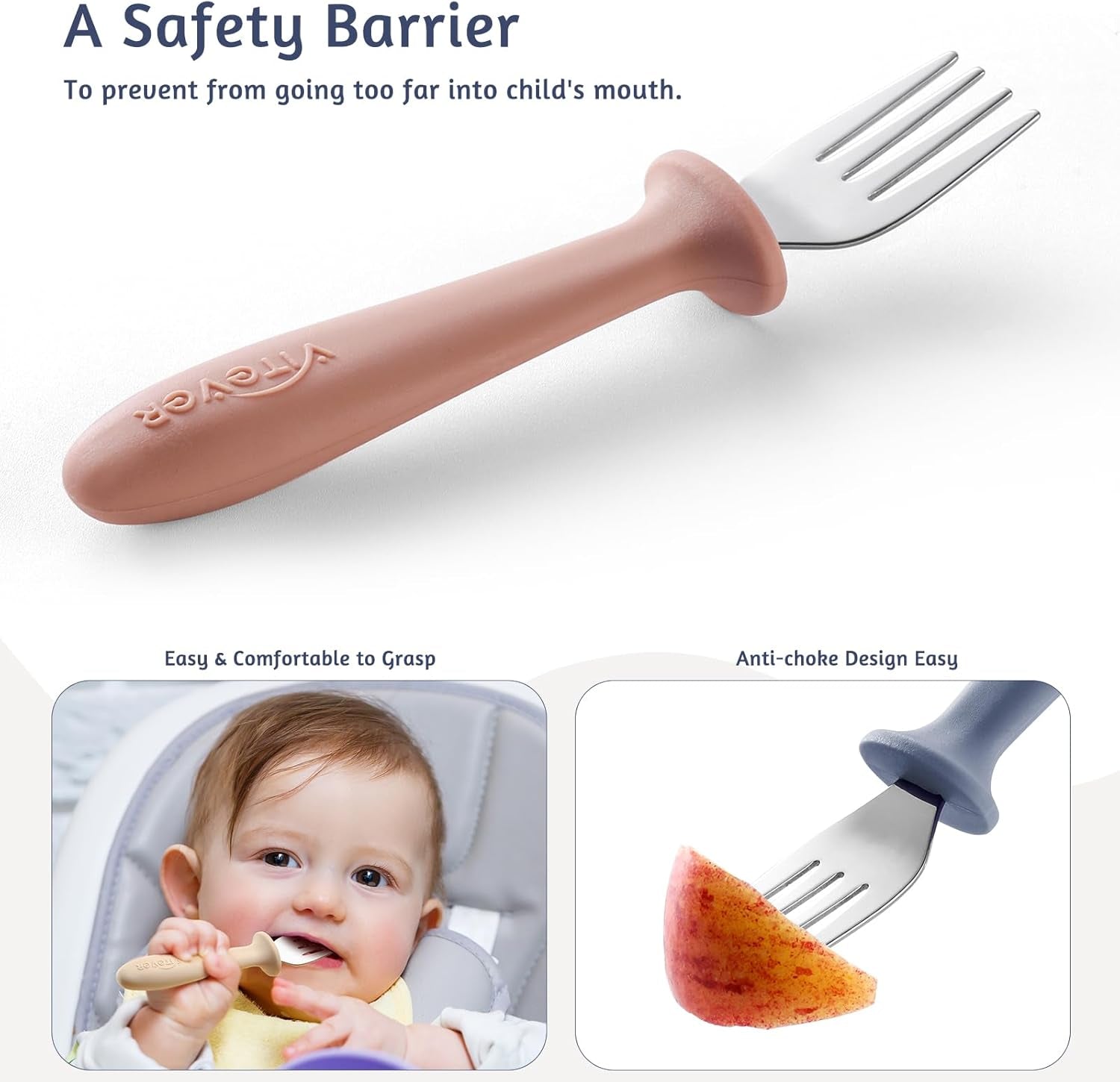 6 Pieces Toddler Forks,Kids Safe Utensils Set with Silicone round Handle for Self Feeding,18/8 Stainless Steel Baby Forks,Children'S Silverware Set BPA Free, Dishwasher Safe