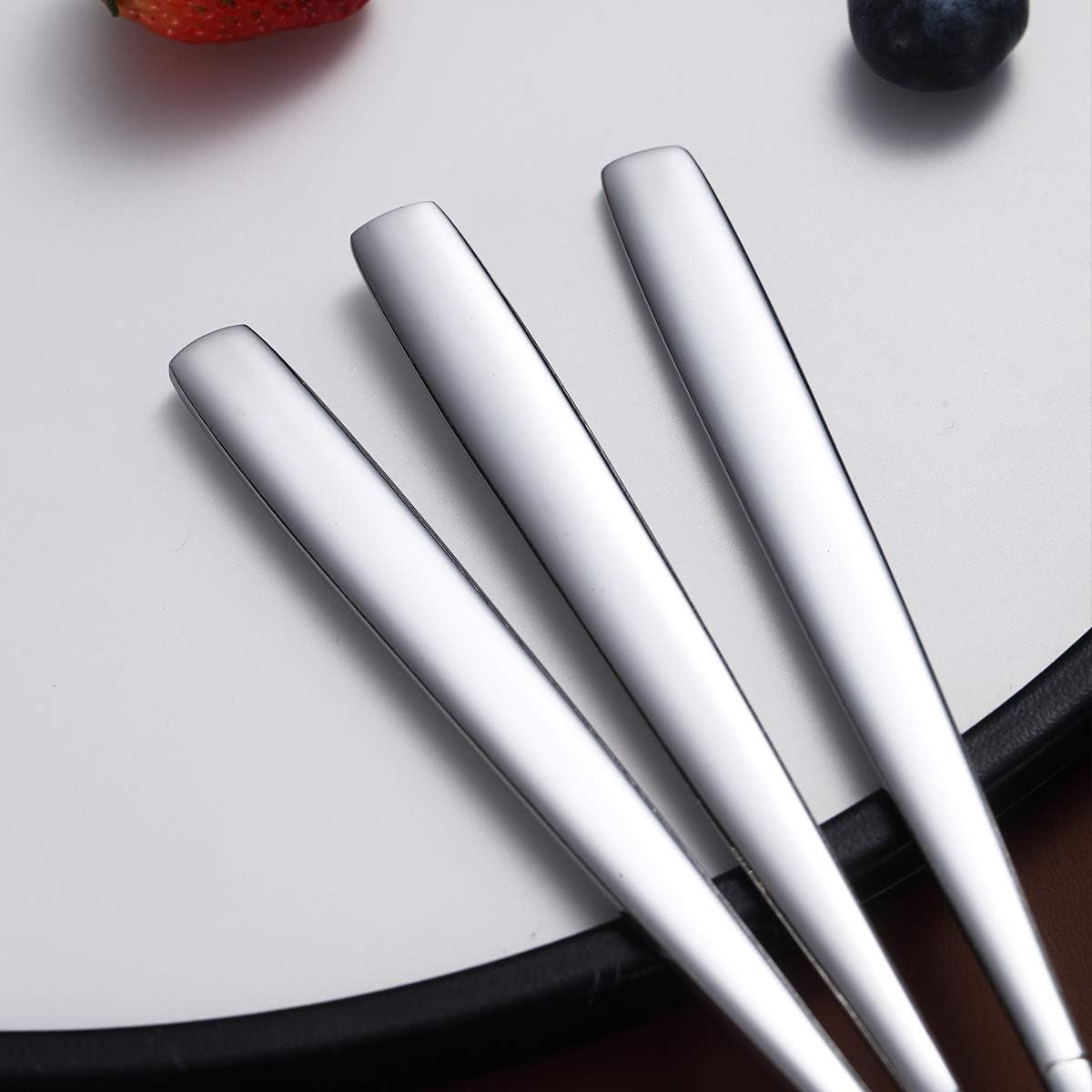 Set of 6 Modern Stainless Steel Dinner Forks and Spoons Silverware