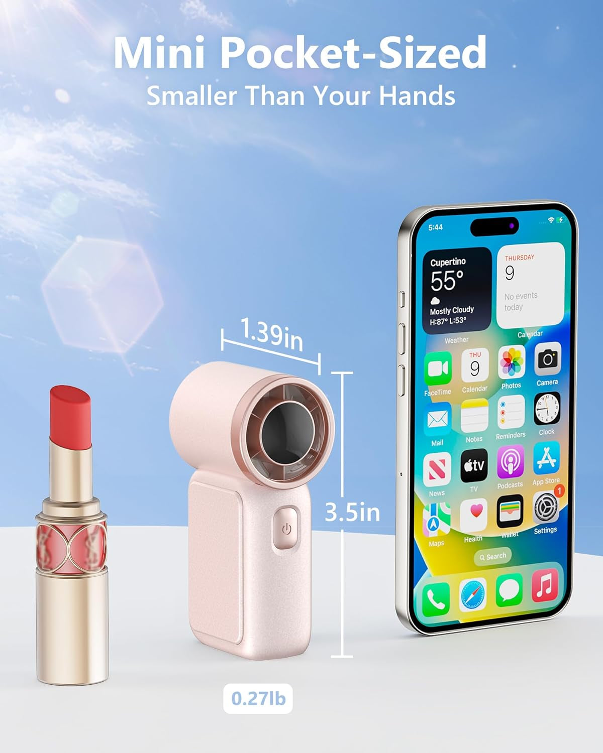 Portable Handheld Mini Fan, 6 Gear Wind, Hand Small Travel Personal Held Fans, Rechargeable Turbo Fan, Gifts for Women Men, for Camping Vacation Outdoor (Pink)