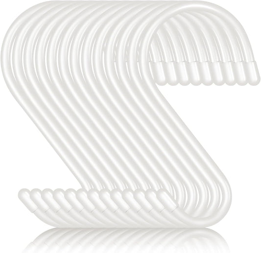 12-Pack Heavy-Duty 5-Inch Vinyl-Coated S Hooks for Hanging Plants and Kitchen Utensils, Non-Slip Design for Pots, Pans, and Bags