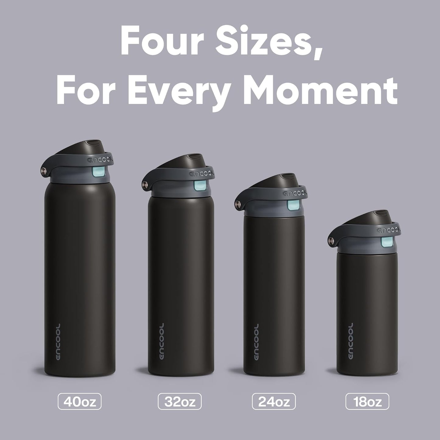 Insulated Stainless Steel Water Bottle with Straw - Leak Proof Sports Water Bottle for School, Travel, Keeps Cold All Day, One-Touch Flip Lid, Bpa-Free, 24 Oz, Charcoal Gray