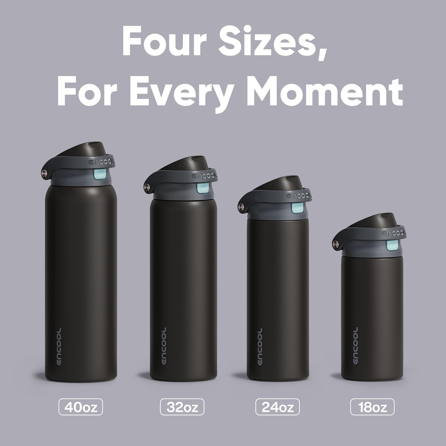 Insulated Stainless Steel Water Bottle with Straw - Leak Proof Sports Water Bottle for School, Travel, Keeps Cold All Day, One-Touch Flip Lid, Bpa-Free, 24 Oz, Charcoal Gray