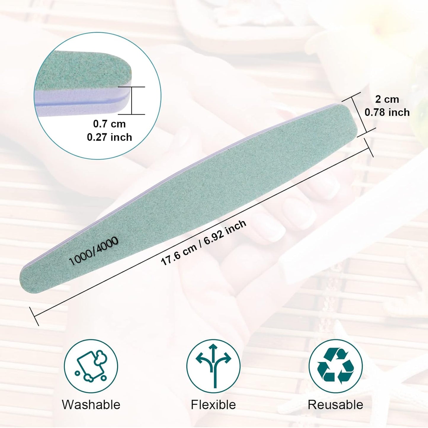 15Pcs 1000/4000 Grit Nail Files for Natural Nails, Emery Boards for Natural Files, Double-Sided Nail Buffering Manicure Pedicure Nail Supplies Tools for Toenail Fingernail for Home & Salon