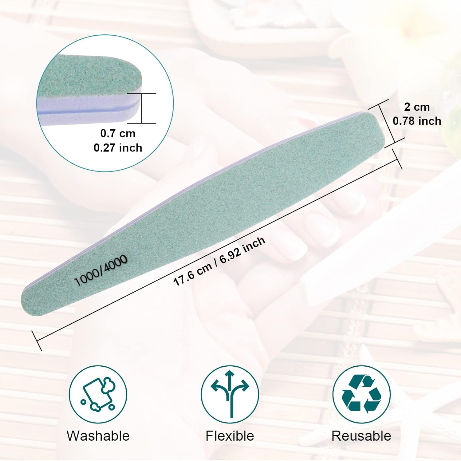 15Pcs 1000/4000 Grit Nail Files for Natural Nails, Emery Boards for Natural Files, Double-Sided Nail Buffering Manicure Pedicure Nail Supplies Tools for Toenail Fingernail for Home & Salon