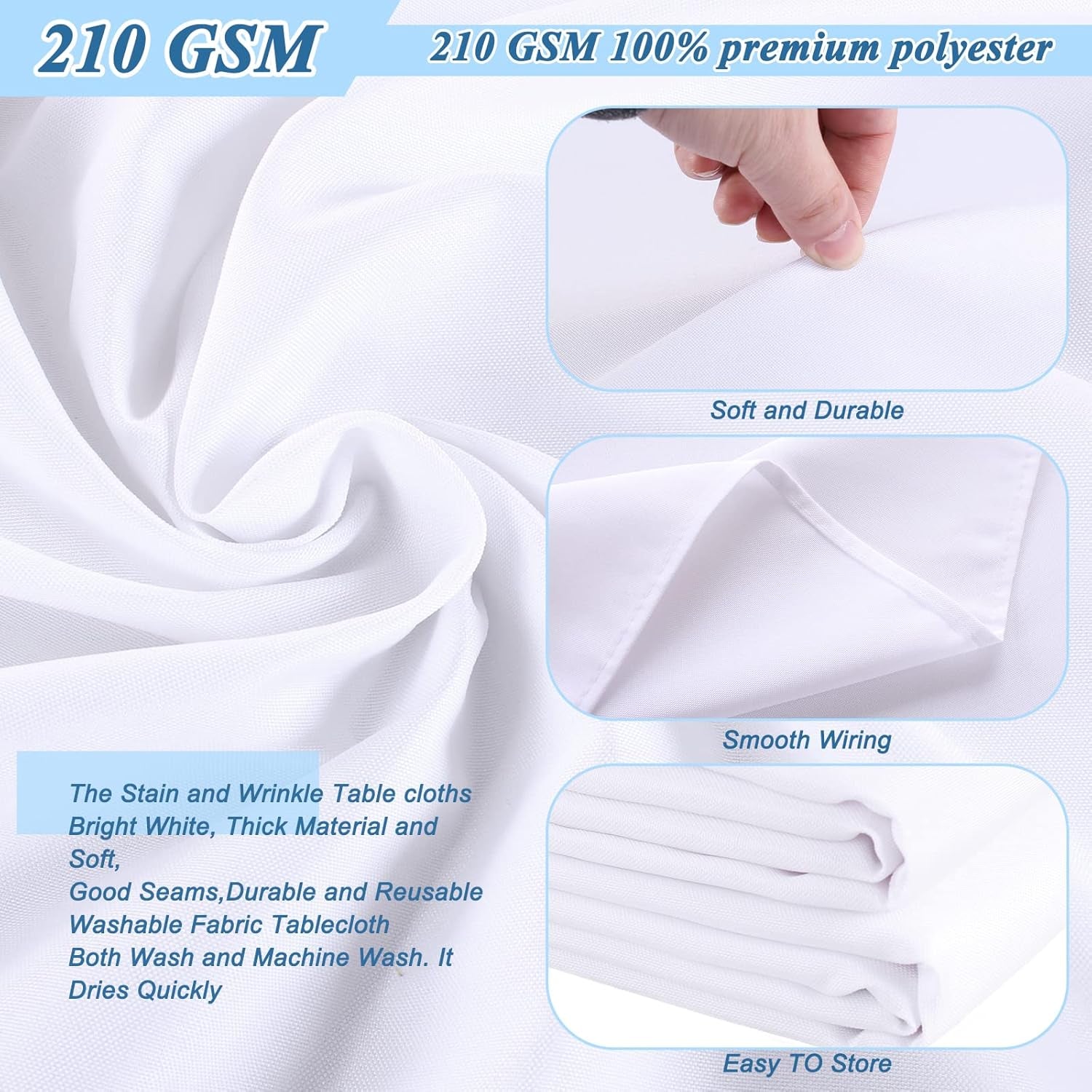 2 Packs White round Tablecloth 70 Inches White Polyester Table Cloths Circle Stain and Wrinkle Resistant Tablecloths for round Tables Washable Fabric Table Covers for Wedding Banquet Parties