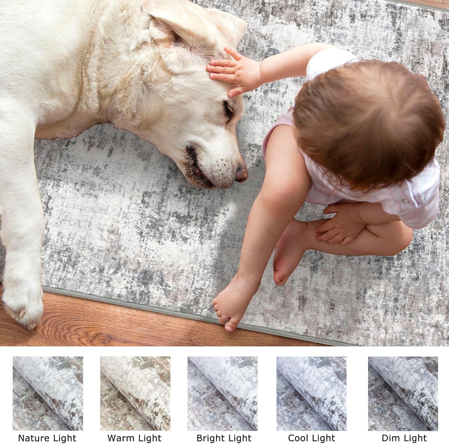 Modern Abstract Entryway Rug Indoor 2X3 Washable Non-Slip Soft Beige Grey Small Area Rug Kitchen Mat Thin Print Faux Wool Floor Carpet for Entrance Bedroom Office