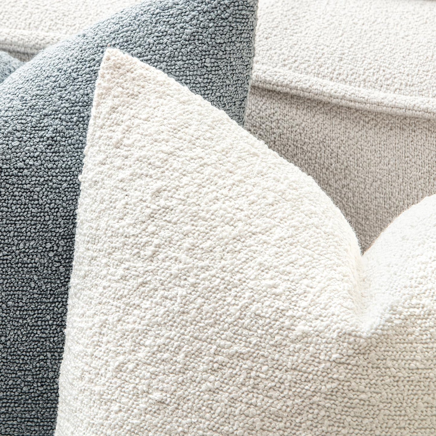 18X18 Inch Decorative Pillow Covers for Couch Bed Set of 2 Textured Boucle Neutral Throw Pillows Christmas White Accent Solid Cushion Pillowcase Cozy Soft Sofa Livingroom Home Decor