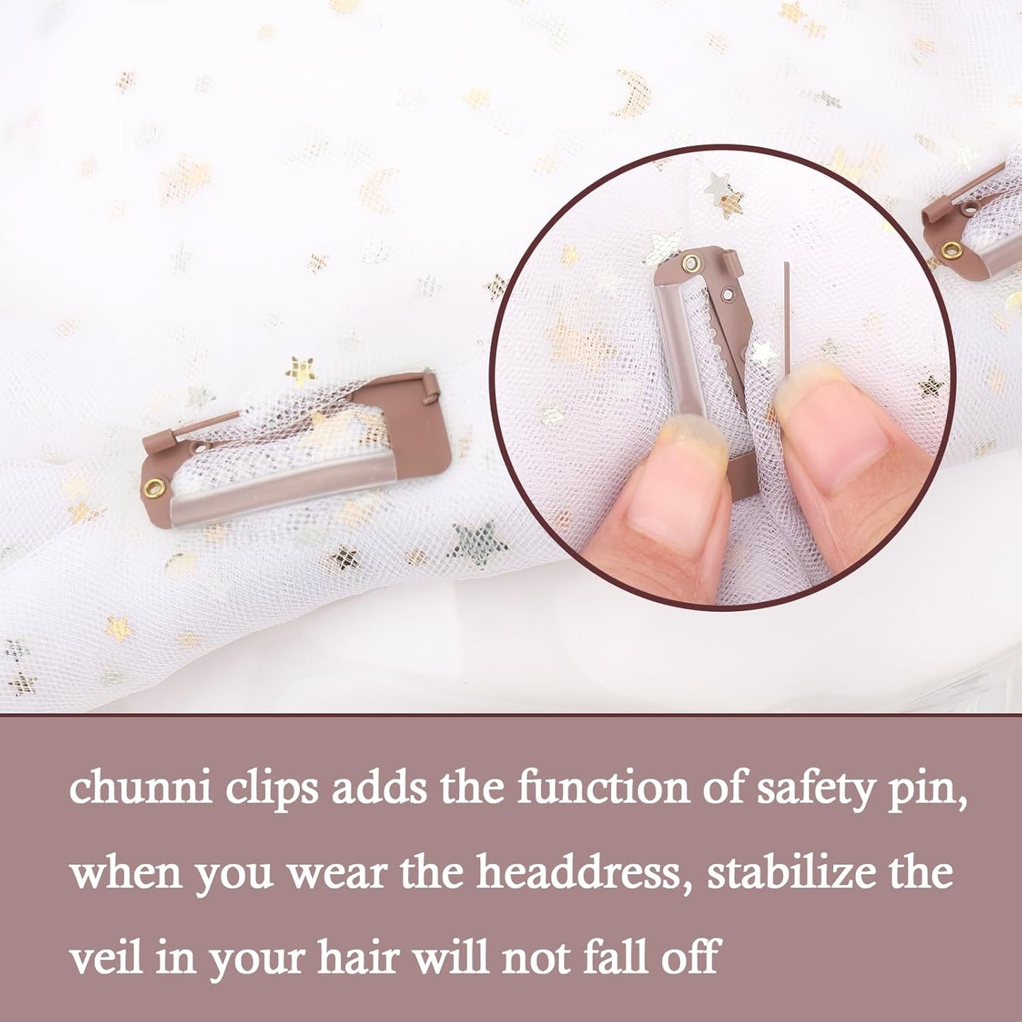 Chunni Clips with Safety Pins,8 PCS Strong Chunni Grip Dupatta Setting Clips Indian for Woman (Rose Gold)