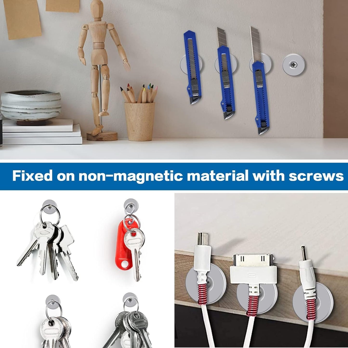 60 Pack Small Magnets, Rare Earth Magnet with Countersunk Hole Matching Screws, Cabinet for Cabinet Doors,Round for Refrigerator, Science, Office, Tool Room - 0.31X0.12Inch