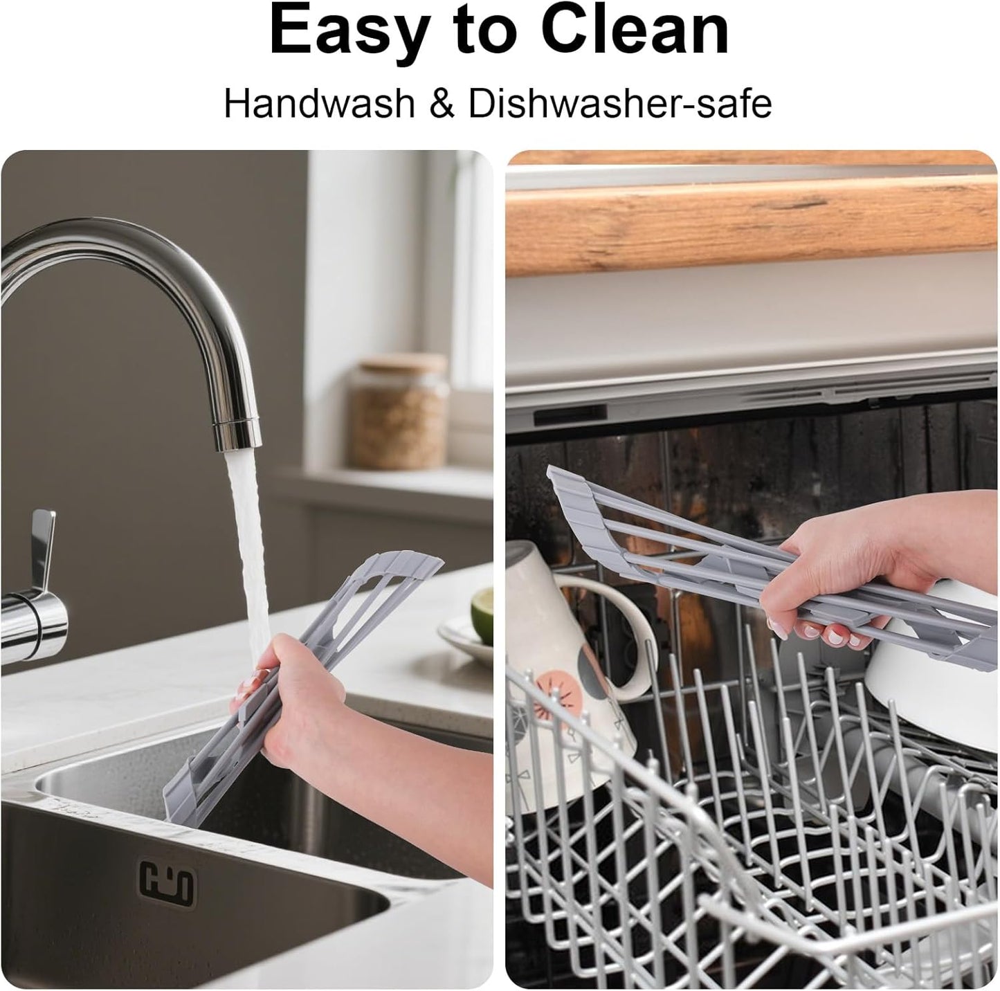 Corner Sink Caddy Kitchen Sink Organizer, Silicone Wrapped Triangle Roll up Dish Drying Rack over Sink Drainer Mat, Anti-Slip Sponge Holder Corner Shelf for RV Kitchen Sink Accessories Counter Storage