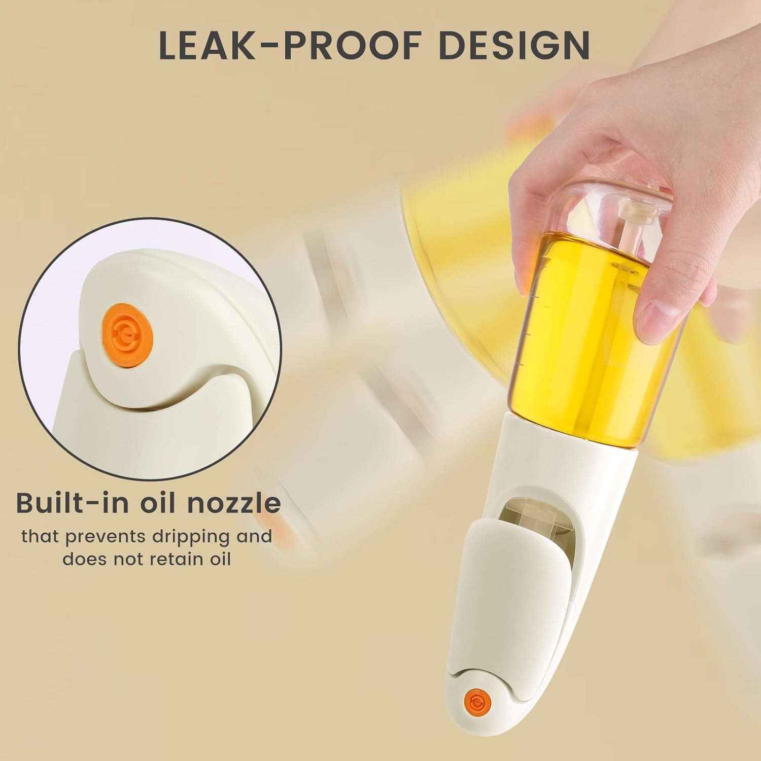 Oil Sprayer for Cooking, Atomization Olive Oil Dispenser Bottle for Cooking,Glass Olive Oil Sprayer, Patented Product,Continuous Spray with Portion Control, for Kitchen, Air Fryer, Salad, BBQ - White