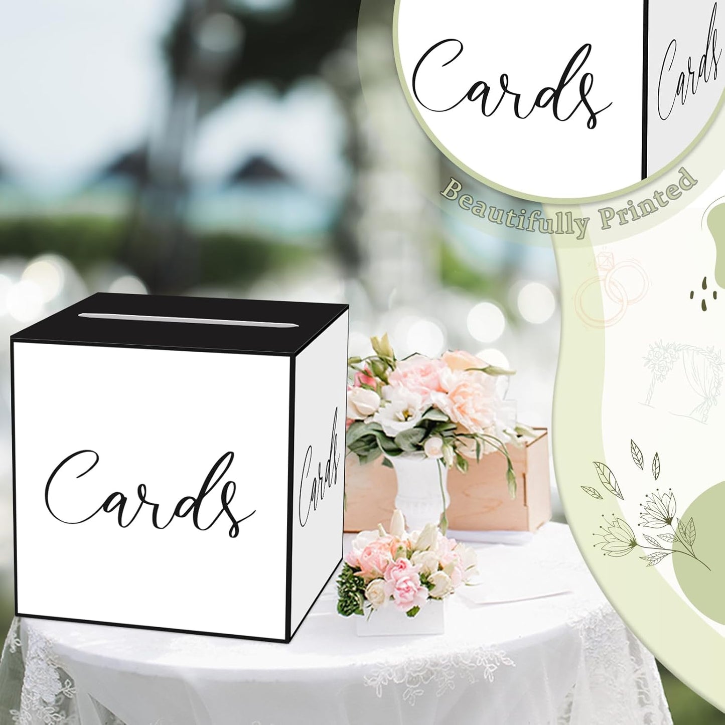 White and Black Card Box for Parties, Weddings, Birthdays, Bridal & Baby Showers, Anniversaries, Graduations & Retirements Party Decorations – Cards, Raffle, Wishes & Money Card Boxes