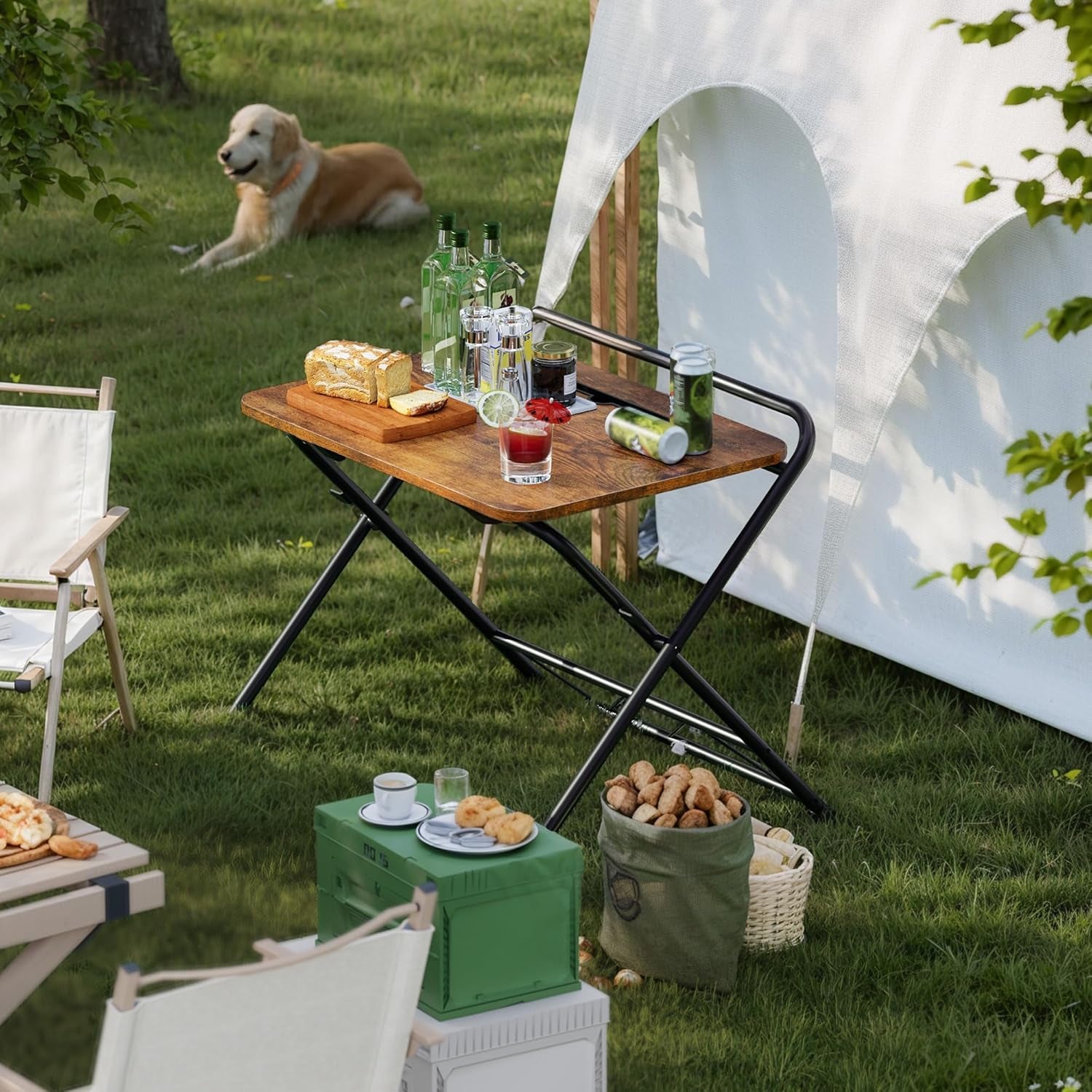 Folding Desk with Adjustable Height and Tablet Slot, 24-Inch Space-Saving Computer Desk for Home Office, Bedroom, and Study in Rustic Brown