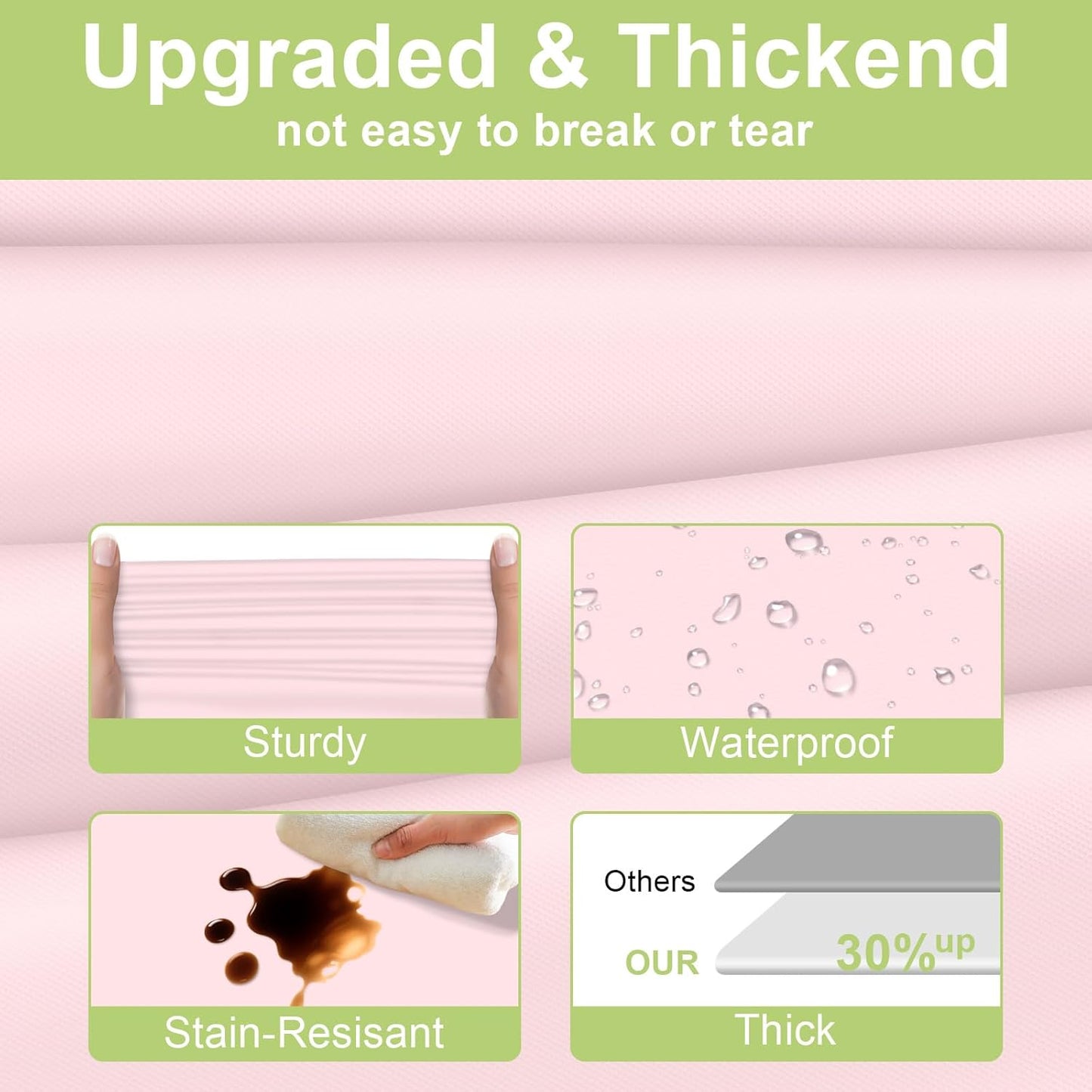 Plastic Table Cloth Disposable 2 Pack, 54 X 108 Inch Tablecloths for Rectangle Tables, Pink Plastic Table Cover