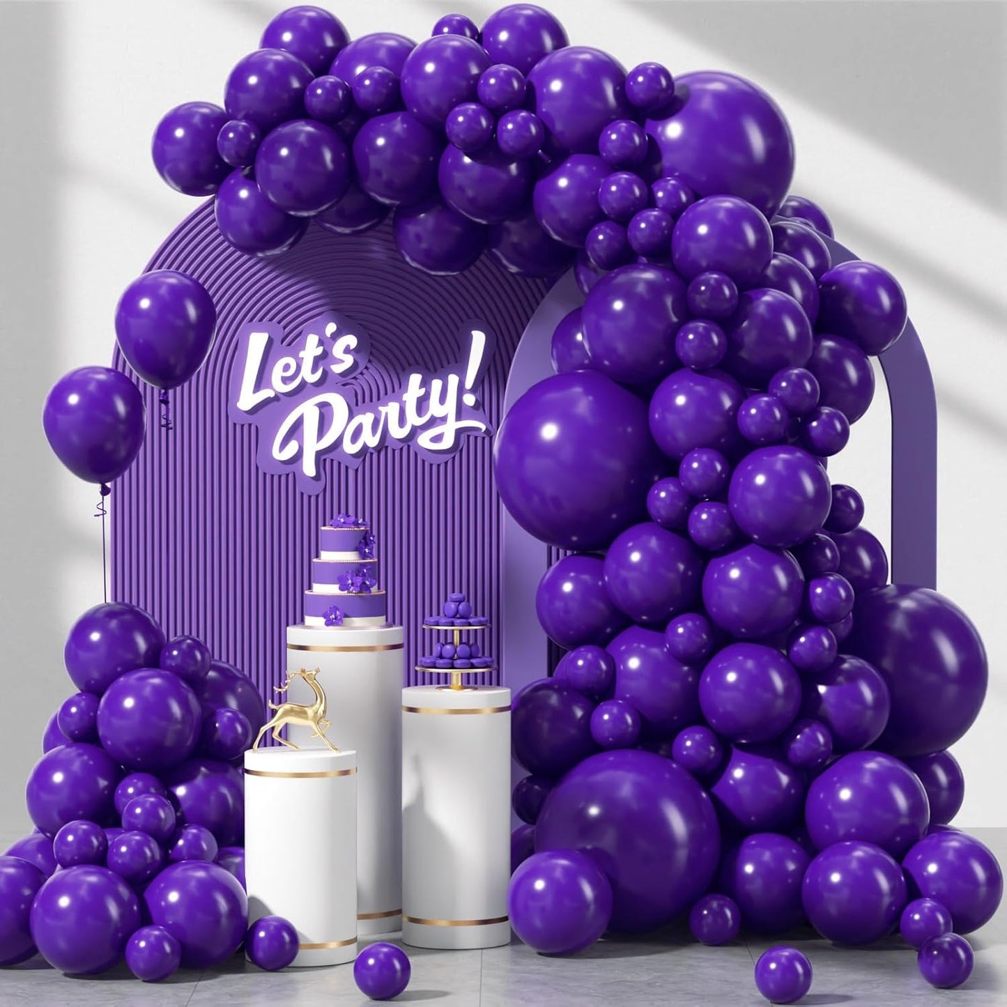 120Pcs Dark Purple Balloons, 18 12 10 5 Inch Purple Balloons Different Sizes Balloon Arch Kit for Graduation Birthday Wedding Baby Shower Party Decorations