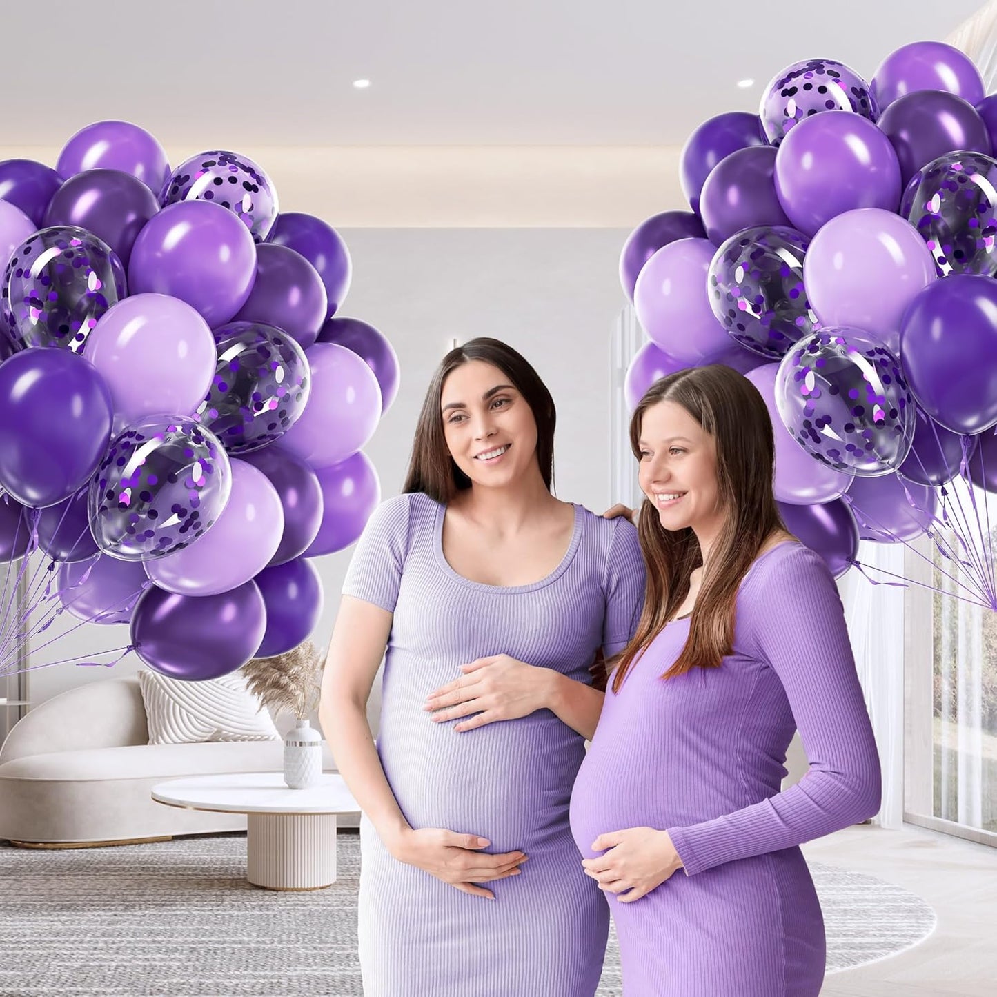 60Pcs Purple Balloons 12Inch with Metallic Pastel Dark Purple Confetti Balloons for Purple Birthday Wedding Baby Shower Party Decorations