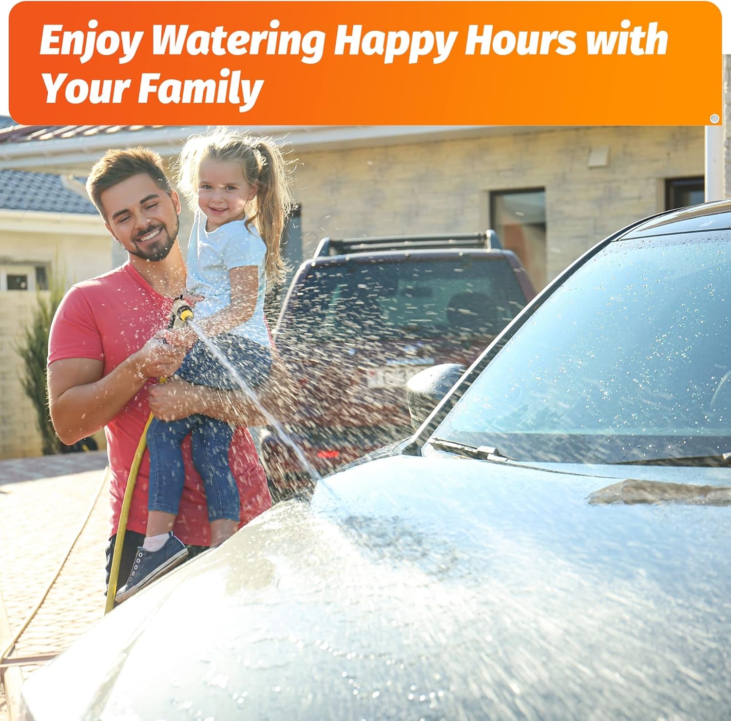 Garden Hose Nozzle - 100% Metal High Pressure Spray Nozzle, Adjustable Spray Patterns, Labor-Saving, Heavy Duty for Garden Watering, Car Washing, Window Cleaning, Pets Showering