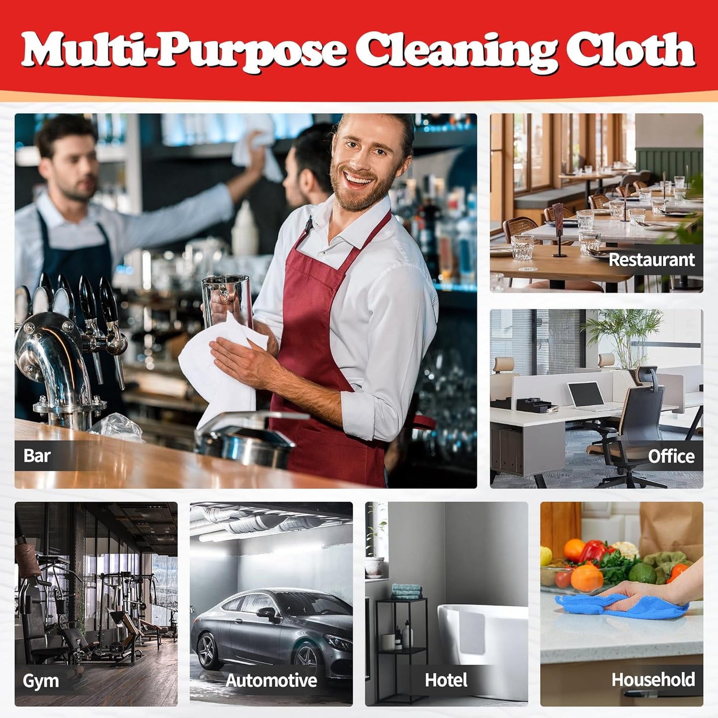 Shop Towels, Microfiber Cleaning Cloth Bulk, 24 Pack Microfiber Towels for Cars, All-Purpose Absorbent Cleaning Rags, Dust Cloth for Automotive, Mechanic, Garage, Bar, 11.5 X 11.5 Inch