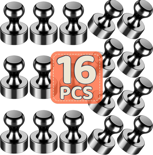 16-Piece Heavy-Duty Magnetic Clips for Refrigerator and Whiteboard - Durable Small Push Pins for Office, Kitchen, Classroom, and Organization