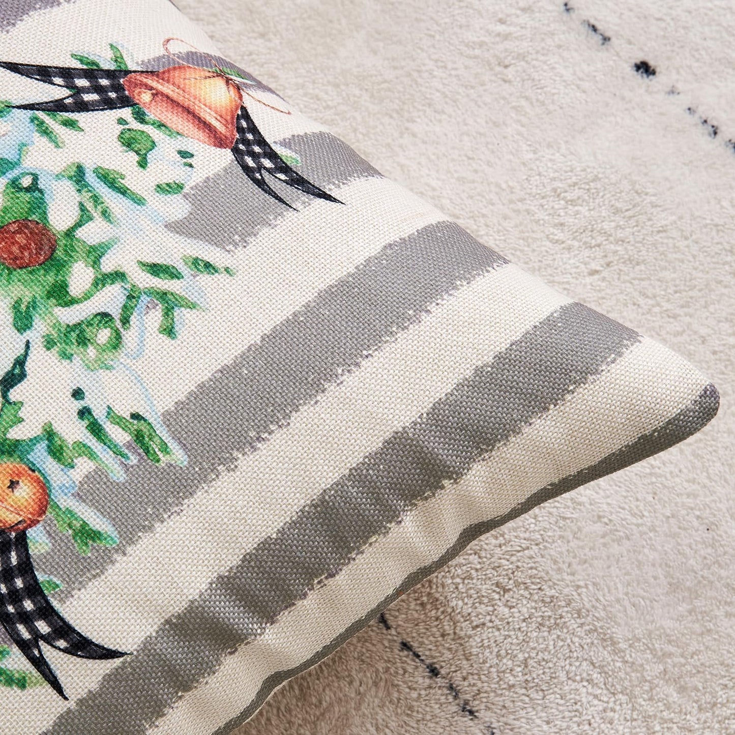 Set of 4 Holiday Grey Decorative Pillow Covers 18X18 Inch Snowman Elk Merry Christmas Throw Pillow Cases Winter Seasonal Cushion Cases Home Decors for Sofa Couch Bedroom