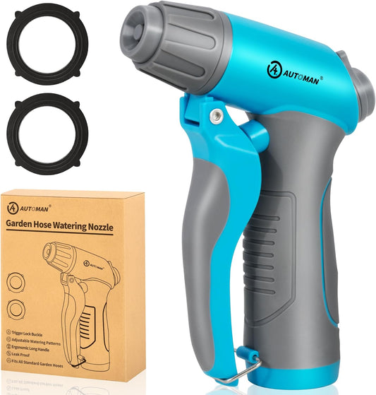 Garden Hose Nozzle, 4 Adjustable Patterns Hose Sprayer, Heavy Duty High Pressure Water Hose Nozzle for Pets Bathing and Cleaning, Car Washing, Watering Plants in Lawn and Garden & Outdoor Fun.