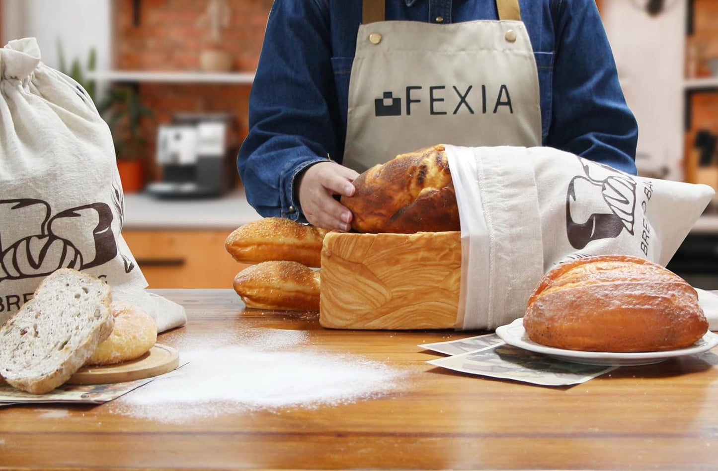 2 Pack Bread Bags for Homemade Bread Sourdough Organic Linen Sourdough Bread Bags 17" X 13" XL Reusable Linen Bread Baking Supplies Bread Storage Housewarming Gift