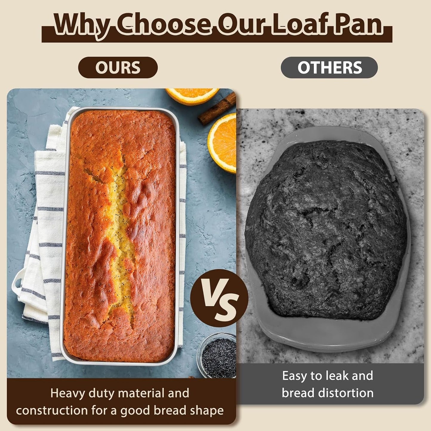 Loaf Pans for Baking Bread, 12 X 5 Inch Large Stainless Steel Bread Loaf Pan Tins for Homemade Meatloaf Cake Brownies, Healthy & Sturdy, Oven & Dishwasher Safe, 2Pcs