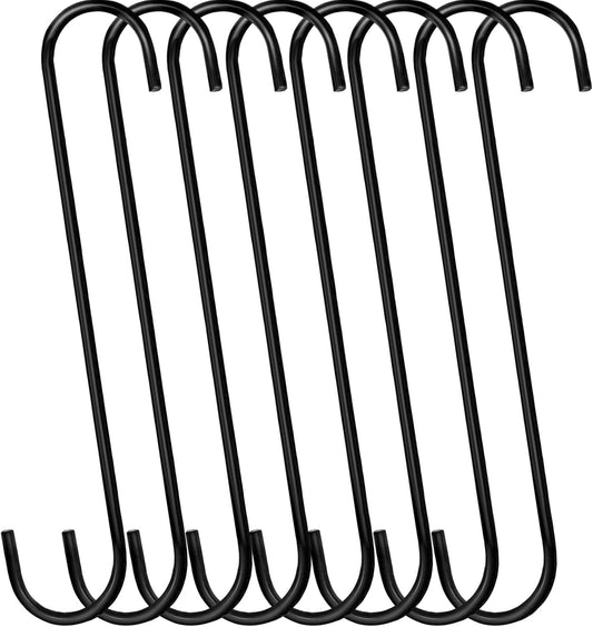 12-Inch Heavy-Duty Extra Large S Hooks - 8 Pack for Hanging Plants, Bird Feeders, Pots, Pans, and Closet Organization - Ideal for Indoor and Outdoor Use