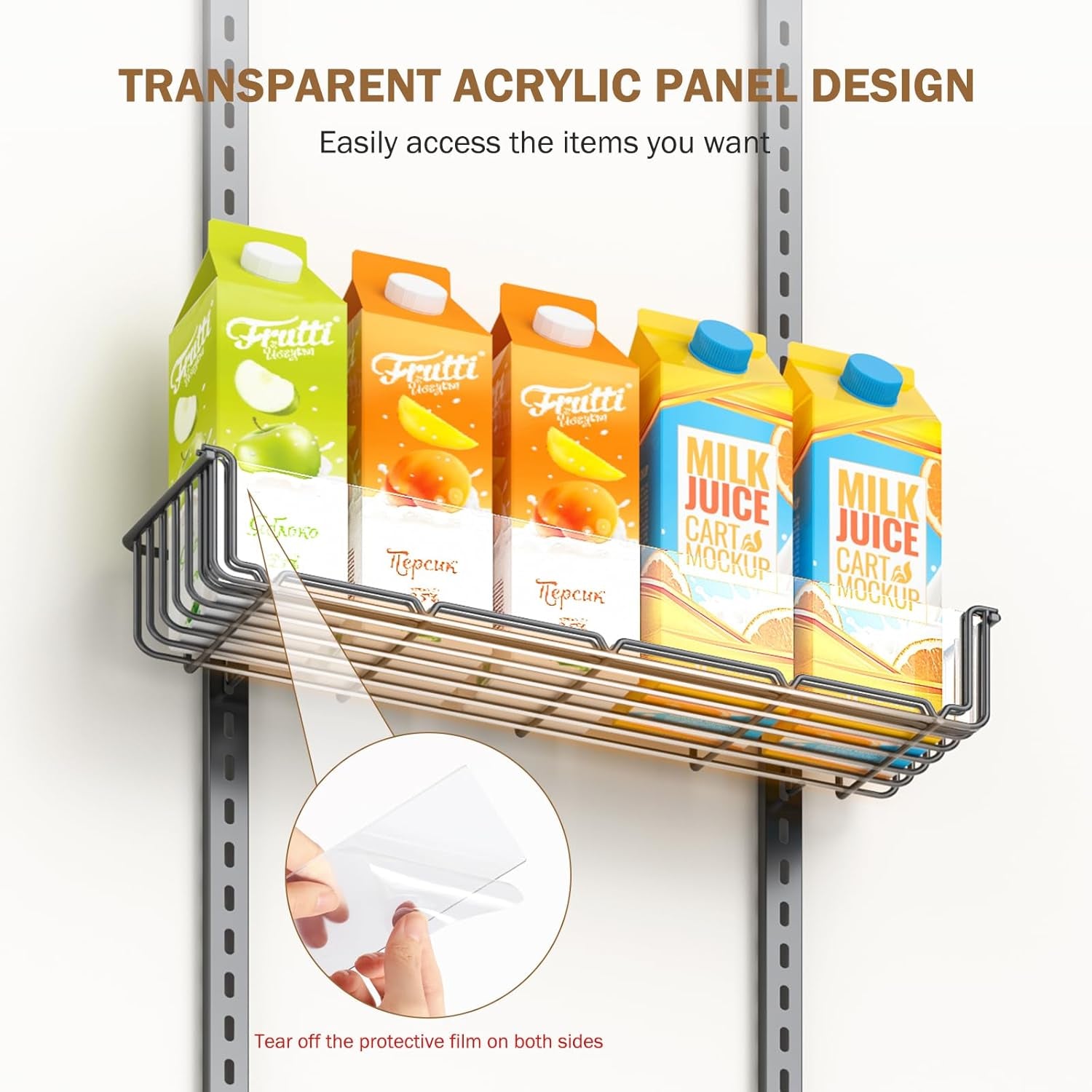 Adjustable over the Door Pantry Organizer with Clear Acrylic Panel, 6-Tier Pantry Organization and Storage for Kitchen, Hanging Spice Rack Seasoning Shelves for Cabinet, Easy Install, Black