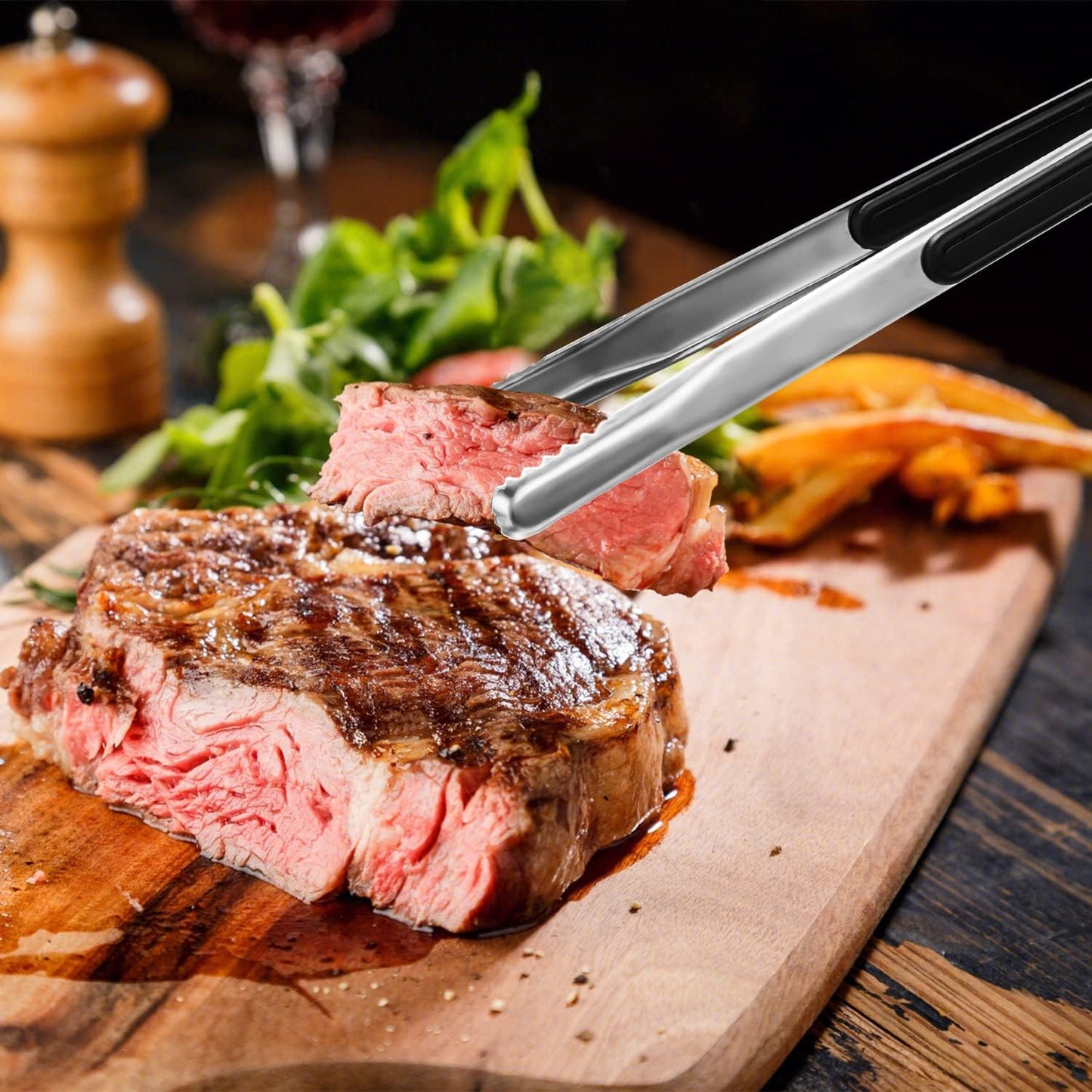 4 Pack Premium Stainless Steel Kitchen Tongs, Serving Tongs for Cooking, Metal Food Tongs with Non-Slip Grip, Heat Resistant Grill Tongs 10 Inch