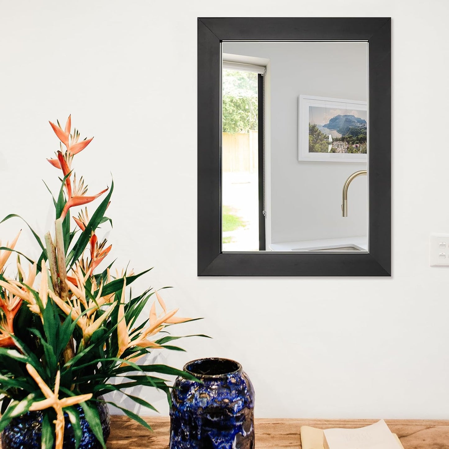 Wall Mirror Rectangle Decorative Mirror 12" X 16" for Entryway, Bedroom, Living Room, Black