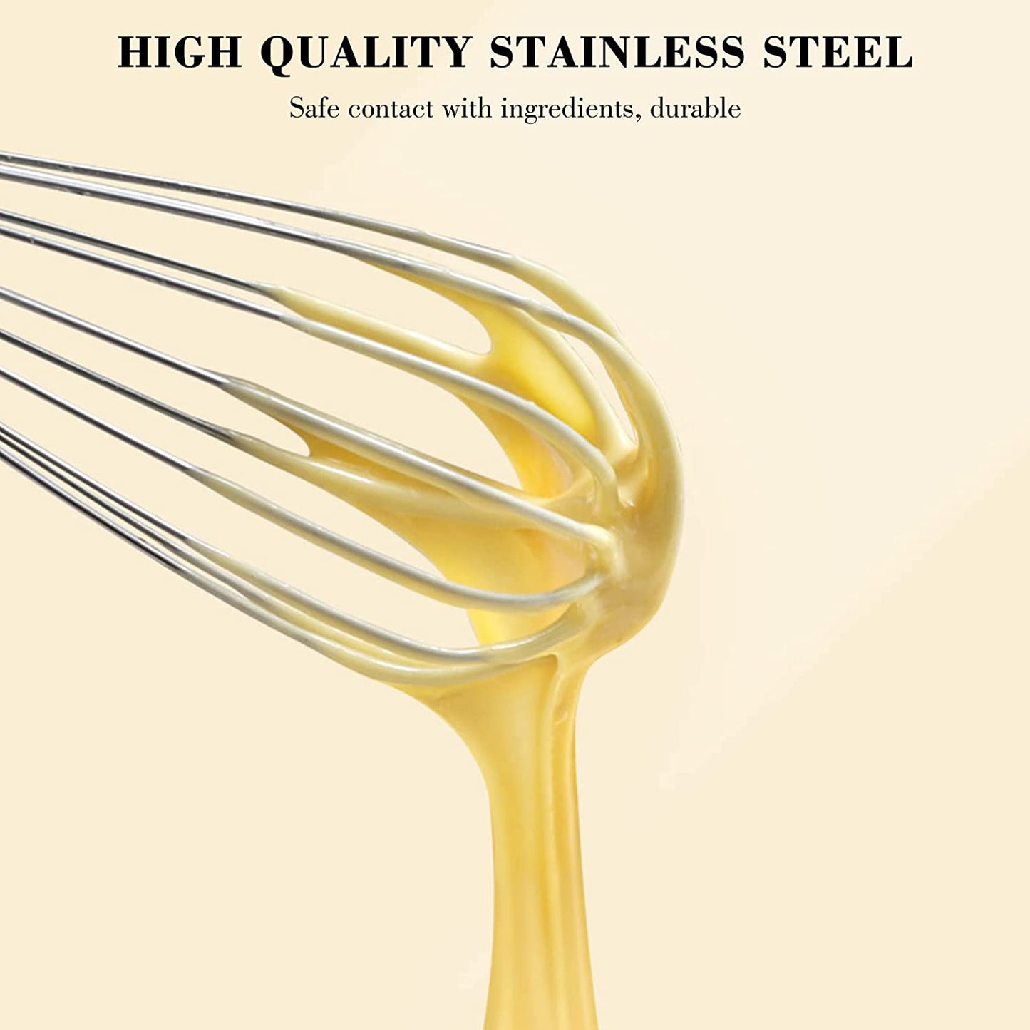 Whisk, Stainless Steel Wisk Set 8" 10" Kitchen Whisk Wisking Tool Kitchen Wisk Wire Whisks for Cooking, Whisking, Blending, Beating, Stirring-…