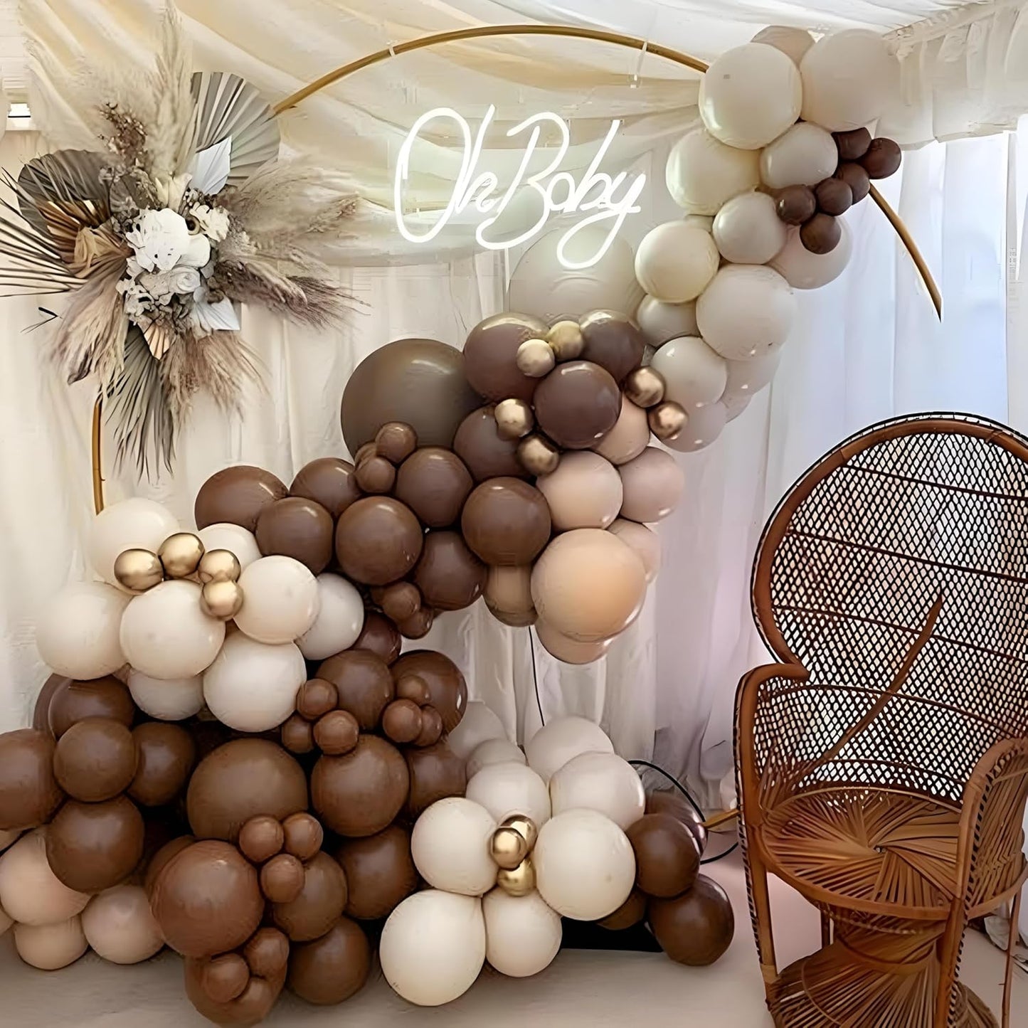 120Pcs Dark Brown Balloons, 18 12 10 5 Inch Boho Latex Balloons Different Sizes Dark Brown Balloon Arch Kit for Birthday Baby Shower Wedding Anniversary Party Decorations