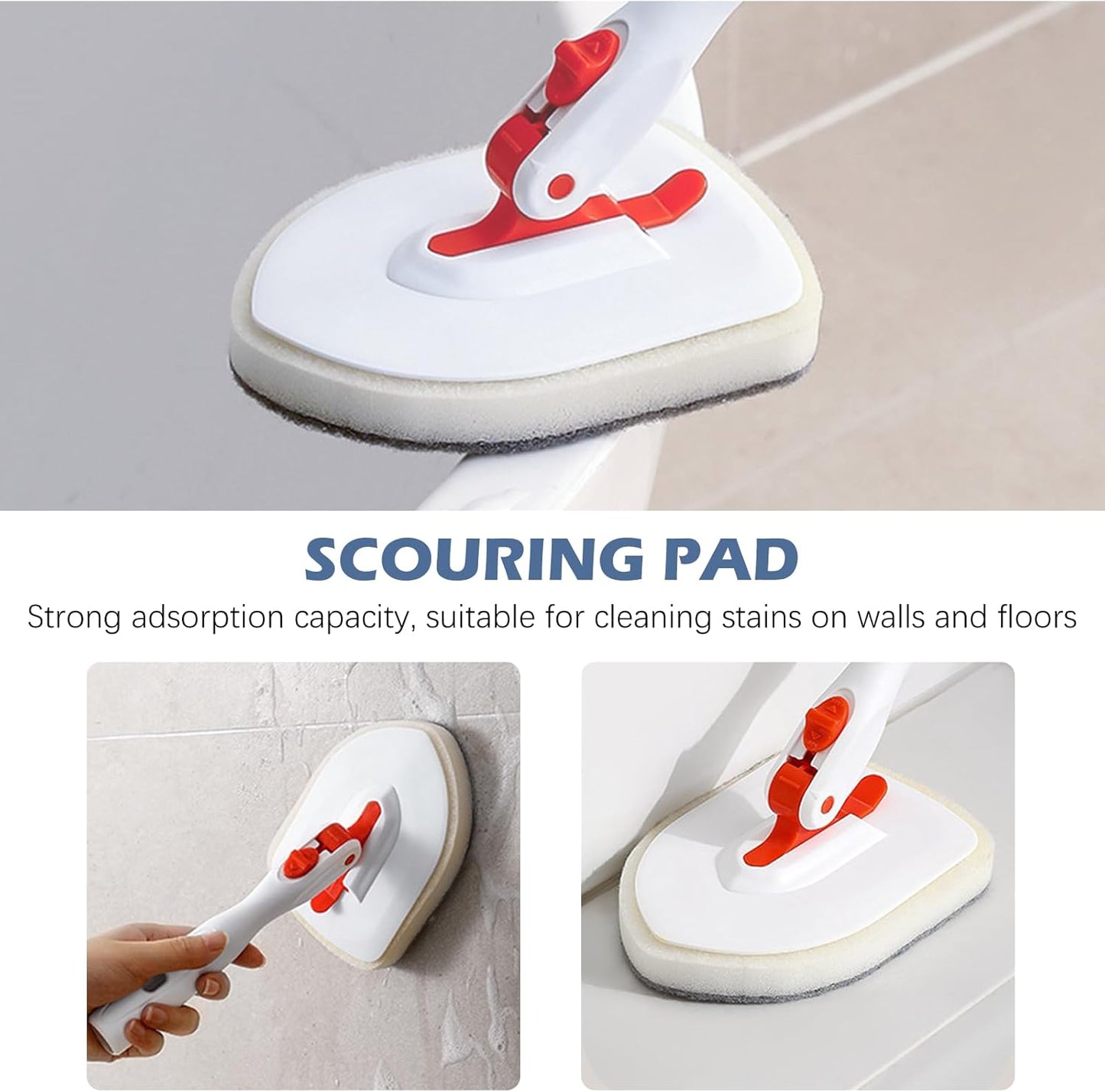 Scouring Pads Microfiber Cloth Refill 4 Pack, for Tile and Bathtub Scrubber Brush Heavy Duty Scrubbing Sponge Scratch Free Reusable for Cleaning Bathroom Kitchen Walls Tub Tiles Sink