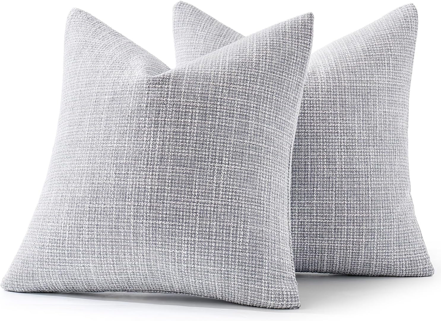 Burlap Linen Throw Pillow Covers 18X18 Inch Set of 2 Blue Grey Decorative Pillows Modern Farmhouse Pillowcases Soft Accent Cushion Covers for Outdoor Couch Sofa Bedroom Livingroom Home Decor