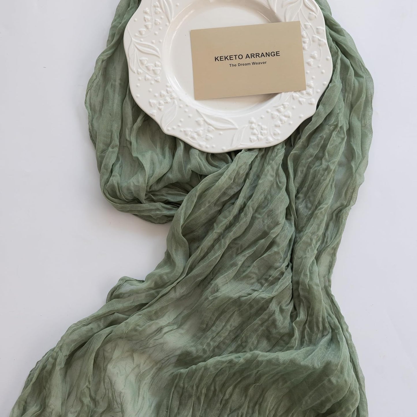 Sage Green Table Runner Sheer Table Runner French Country Décor Rustic Gauze Bali Yarn Cheesecloth 120 Inch 10 FT Cheese Cloth for Wedding Baby Bridal Shower Party Home Decorations